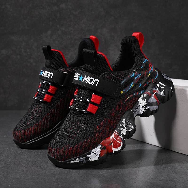 Laste tossud poistele mõeldud spordijalatsid Moodsad nahast laste hingavad võrkkangast mugavad vabaaja libisemiskindlad välijooksujalatsid