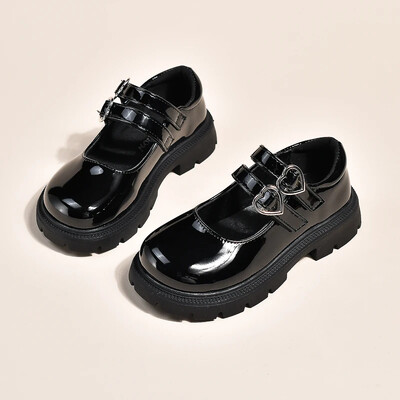 Tüdrukute nahast jalatsid peokulmadeks Läikiv, matt moodne lastekingad Lasteprintsess Mary Jane'i kingad Kõik sobivad