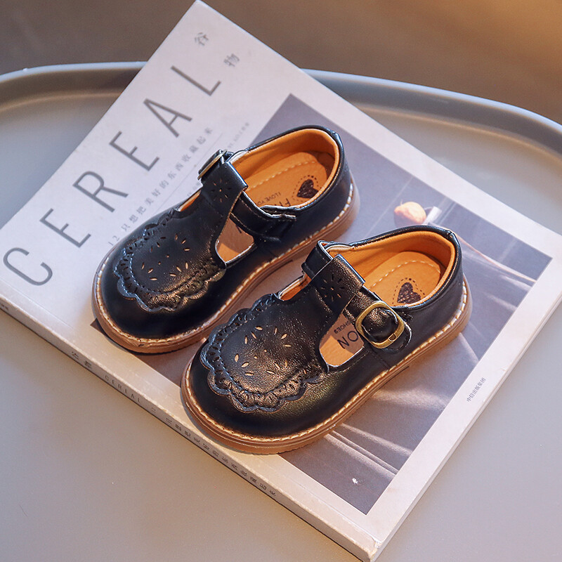 Unishuni Child Mary Jane Flats Meiteņu T-siksniņa Pu Ādas Kleita Apavi Princeses Vintage Dobās skolas kurpes Bērnu Rudens Apavi