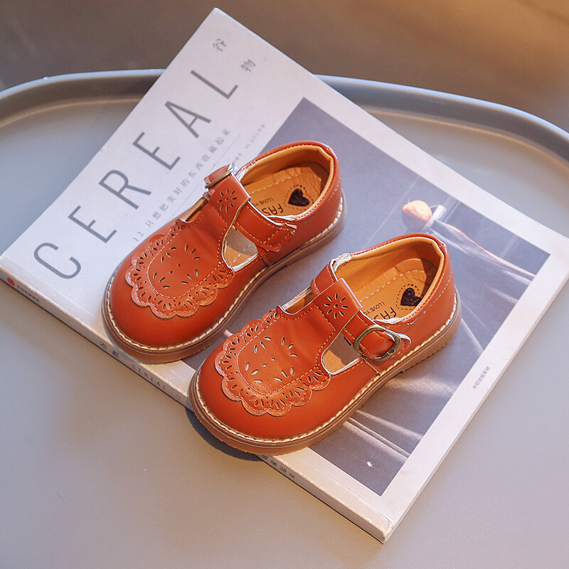 Unishuni Child Mary Jane Flats Meiteņu T-siksniņa Pu Ādas Kleita Apavi Princeses Vintage Dobās skolas kurpes Bērnu Rudens Apavi