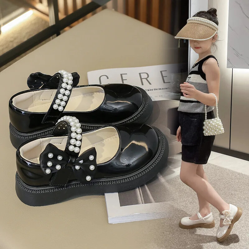 Elegantne biserno bijele kožne dječje cipele za djevojčice, ljetne papuče za princezu, pvc potplat, proljetna sezona