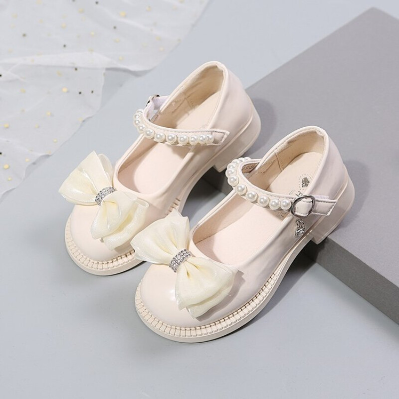 26-37 bantīte Bērnu Ādas Kurpes Modes Lakādas Meiteņu Plakanie Kurpes Melns Bēšs Skolas pērle Bērnu Princeses Mērijas Džeinsas apavi