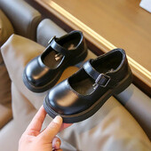 Princess Girl PU Shoe Kids Mary Jane Flats studentiem Black School Platform Baby Toddler apavi 23-35