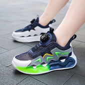 Dječaci i djevojčice, ljetna jednostruka mrežasta rotirajuća kopča sa svjetlećim prozračnim cipelama za slobodno vrijeme