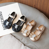 Crtane kristalne mašne Protuklizne kožne cipele za djevojčice PU slatke kožne cipele za princezu Proljeće Jesen Vanjske sandalije De Mujer