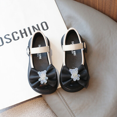 Crtane kristalne mašne Protuklizne kožne cipele za djevojčice PU slatke kožne cipele za princezu Proljeće Jesen Vanjske sandalije De Mujer