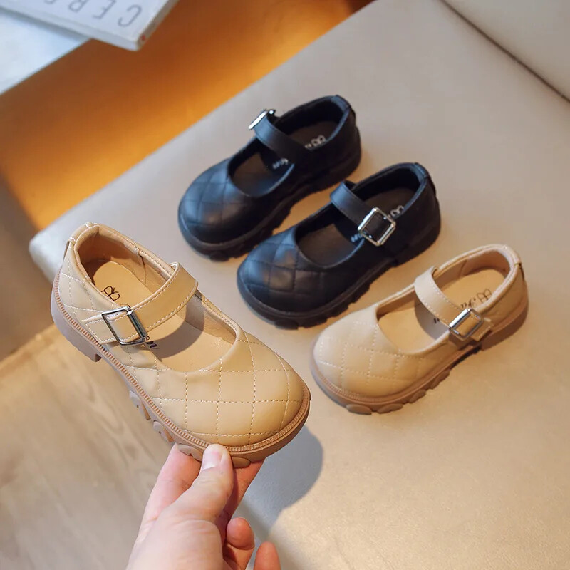 Dječje kožne cipele s debelim dnom, crne kaki cipele za djevojčice, princeze, modne, uzročne, dječje cipele Mary Jane, jednobojne, svestrane