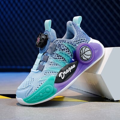 Pantofi sport la modă pentru băieți cu degrade - Buton rotativ inovator, pantofi de alergare super respirabili și ultra-ușori pentru toate mările