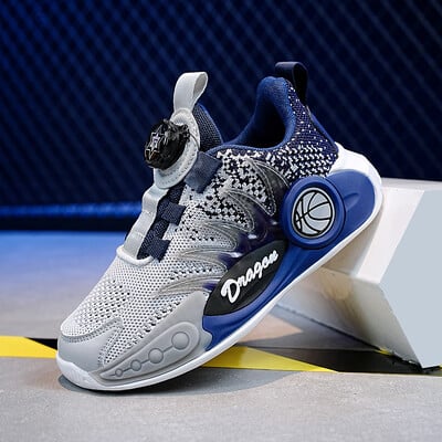 Pantofi sport la modă pentru băieți cu degrade - Buton rotativ inovator, pantofi de alergare super respirabili și ultra-ușori pentru toate mările