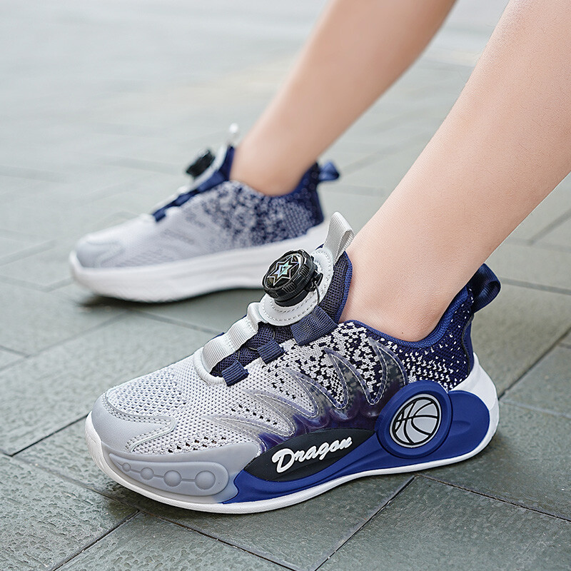 Pantofi sport la modă pentru băieți cu degrade - Buton rotativ inovator, pantofi de alergare super respirabili și ultra-ușori pentru toate mările