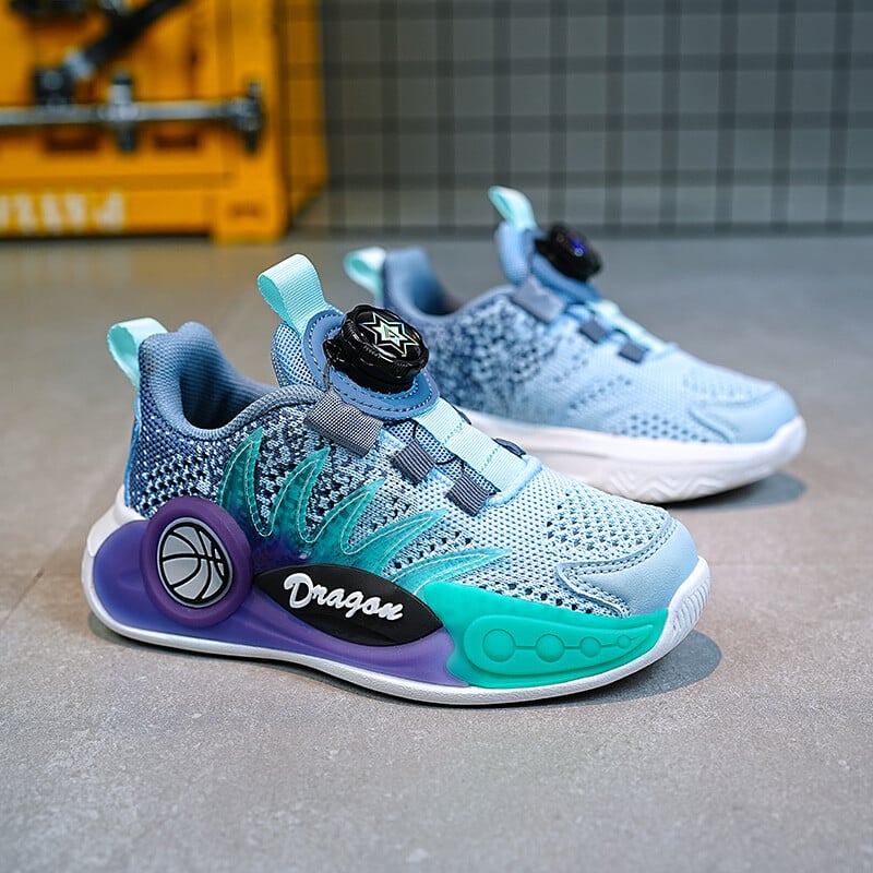 Pantofi sport la modă pentru băieți cu degrade - Buton rotativ inovator, pantofi de alergare super respirabili și ultra-ușori pentru toate mările