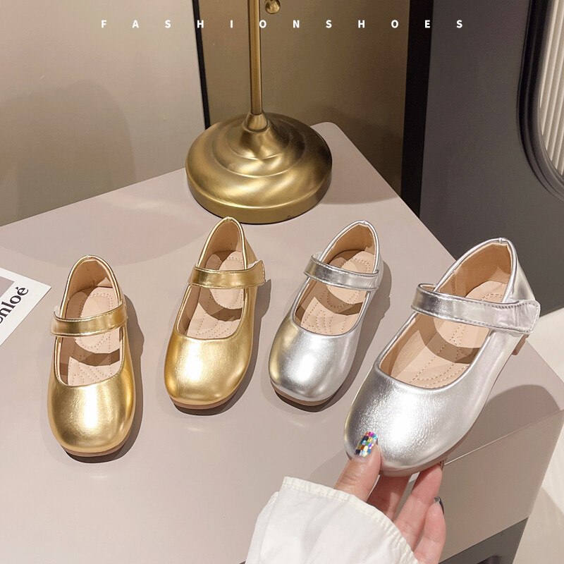 Mažų mergaičių odiniai batai dideli vaikams, plokščiapadžiai šviesia oda Vaikiška Mary Janes Prašmatni paprasta mada princesė pavasario rudeniniai blizgūs batai