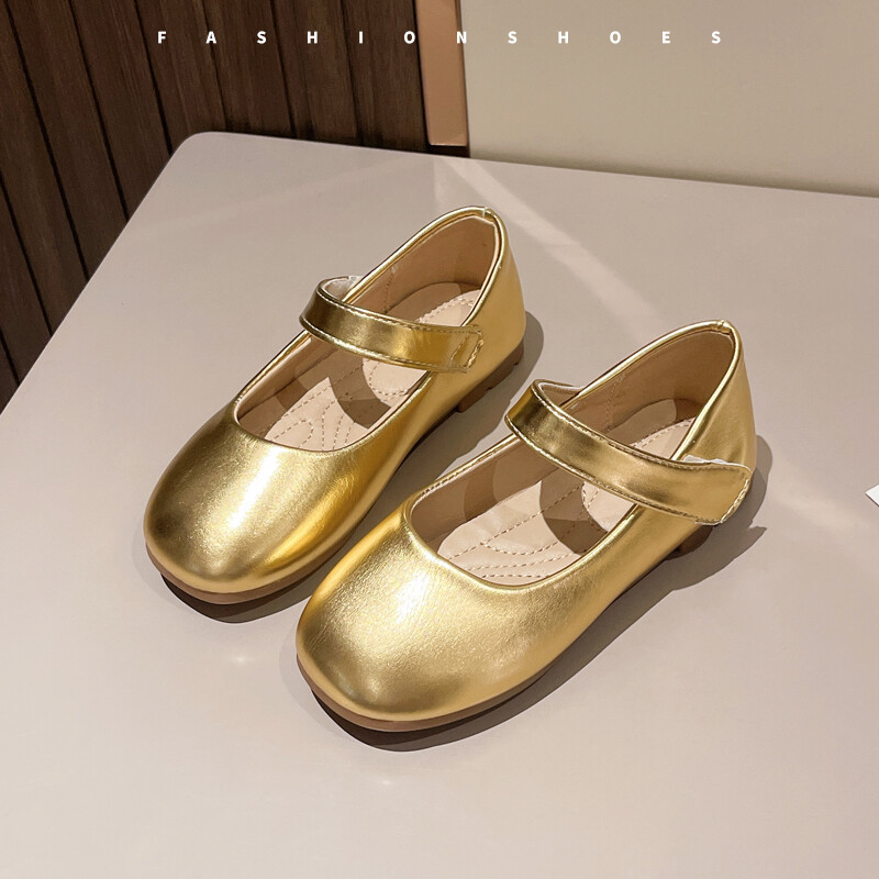 Mažų mergaičių odiniai batai dideli vaikams, plokščiapadžiai šviesia oda Vaikiška Mary Janes Prašmatni paprasta mada princesė pavasario rudeniniai blizgūs batai