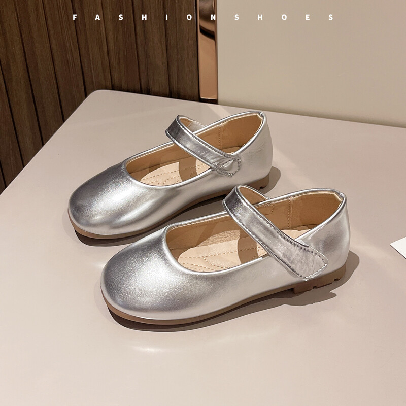 Mažų mergaičių odiniai batai dideli vaikams, plokščiapadžiai šviesia oda Vaikiška Mary Janes Prašmatni paprasta mada princesė pavasario rudeniniai blizgūs batai