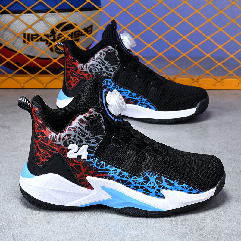 Uus saabumine Laste korvpallijalatsid poistele tossud, pööratav pandla disain, võrk, hingav laste välistreeningu jalatsid