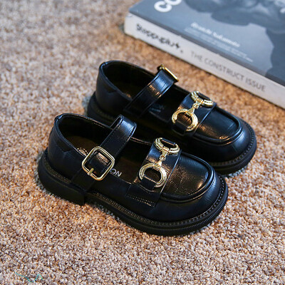 2024. aasta kevadsügis, laste, tüdrukute nahkkingad Korea stiilis väiketüdrukute printsessikingad libisemisvastased paksu tallaga vabaaja kingad