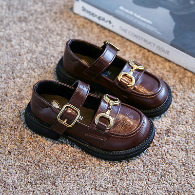 2024. aasta kevadsügis, laste, tüdrukute nahkkingad Korea stiilis väiketüdrukute printsessikingad libisemisvastased paksu tallaga vabaaja kingad