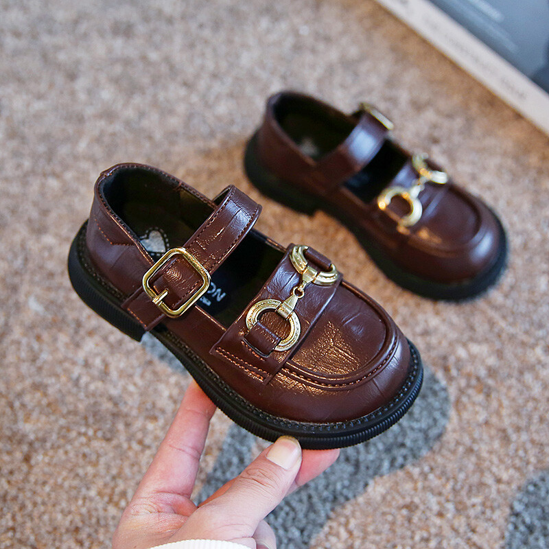 2024. aasta kevadsügis, laste, tüdrukute nahkkingad Korea stiilis väiketüdrukute printsessikingad libisemisvastased paksu tallaga vabaaja kingad