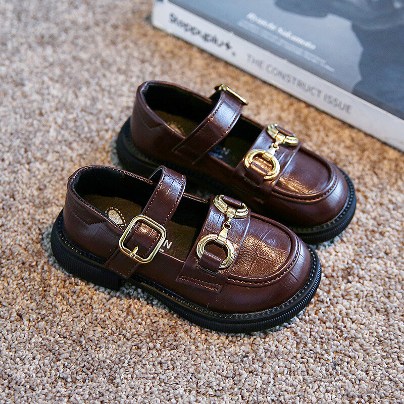 2024. aasta kevadsügis, laste, tüdrukute nahkkingad Korea stiilis väiketüdrukute printsessikingad libisemisvastased paksu tallaga vabaaja kingad