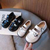 Kevadised laste nahast kingad Läikivad PU-mood Magusad printsessikingad tüdrukutele Paksu põhjaga Mitmekülgsed Lapsed Põhjuslik Mary Janes