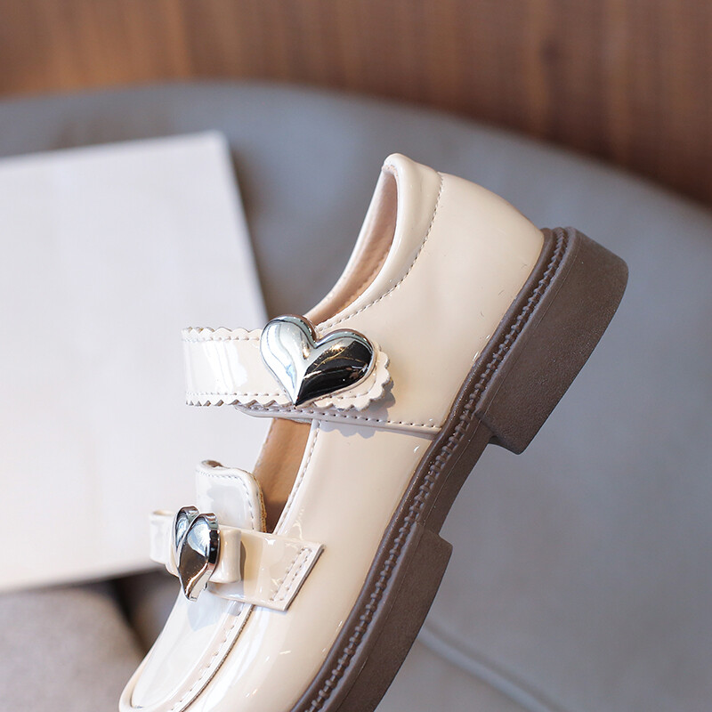 Kevadised laste nahast kingad Läikivad PU-mood Magusad printsessikingad tüdrukutele Paksu põhjaga Mitmekülgsed Lapsed Põhjuslik Mary Janes