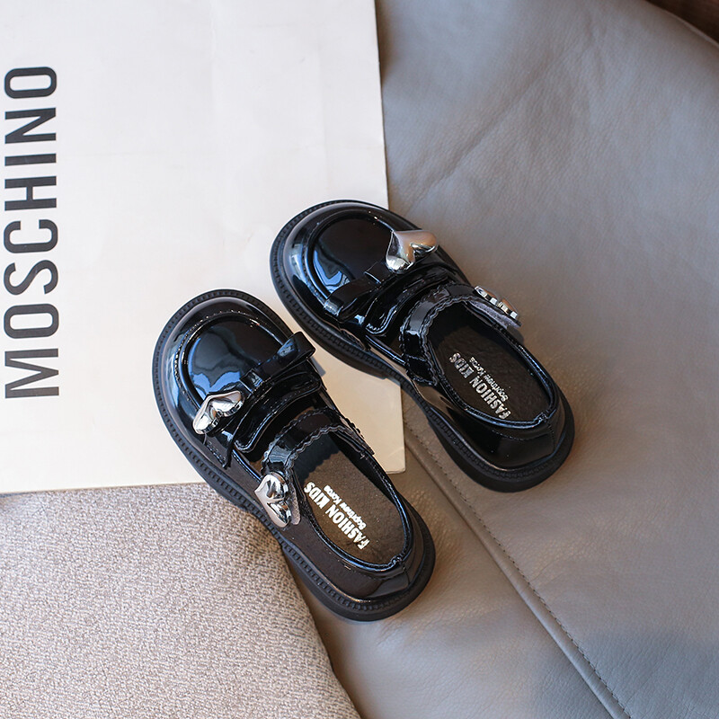 Laste nahast kingad Läikivmust koolitüdruku kingad Mood Sügis Uus Armastus Lapsed Printsess Põhjus Mary Jane Kingad Sweet Chic