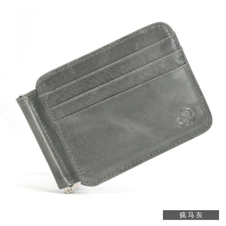 Μικρός στρογγυλός ελέφαντας ρετρό πολλαπλών λειτουργιών Γνήσιο δέρμα μοσχάρι πρώτης στρώσης τσάντα παραλαβής Δολάριο με κλιπ ρετρό ντεγκραντέ Καφέ Κόκκινο Τρελό Άλογο Γκρι