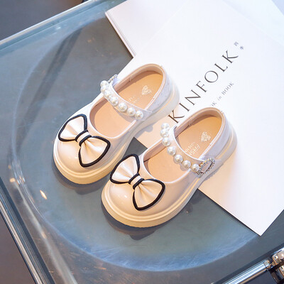 Tüdrukute nahast kingad Armsad vibu tüdrukute printsesskleit, pehme põhjaga sügisene laste õpilase väikesed tüdrukud printsessi kingad Mary Jane