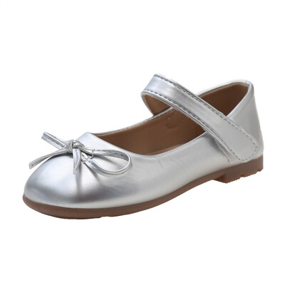 Zlatne/srebrne kožne cipele za djevojčice s protukliznom mekom donjom mašnom Jesenske cipele za slobodno vrijeme od PU ležerne kože za djevojčice Sandalias De Mujer