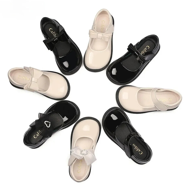 Dječje kožne cipele New Bow Girl Princess Cipele Meki potplat Ležerne studentske kožne crne cipele Cipele za nastup Plesne cipele