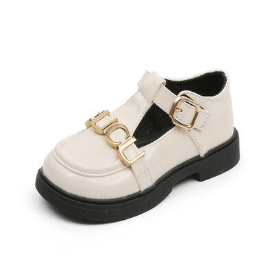 μεταλλική αλυσίδα για κορίτσια Λάκα δερμάτινα παπούτσια κολεγιακού στυλ μαύρα φοιτητικά μονό παπούτσια 2023 άνοιξη/φθινόπωρο νέα παιδικά παπούτσια