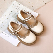 Tüdrukute libisemisvastase ümmarguse varbaga vibuga nahast kingad, kevad, sügisene õue, tüdrukute PU vabaaja nahast kingad Sandalias De Mujer