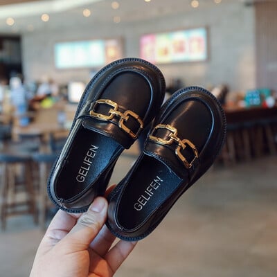 Bērni Meitenes Ādas Apavi Jauni Pavasara un Rudens Vienkārši uzvelkami, apaļi purngali Skolas apavi Loafers Plakani Mokasīni Klasiski Formāli