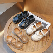 Laste nahast kingad Kevad-sügis Briti stiilis Tüdrukute Printsessikingad Mood Bowknot Laste Kooli põhjus Must Üksikking