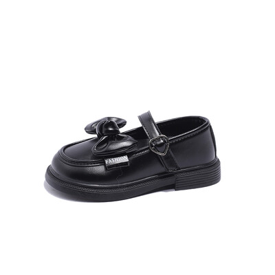 Laste nahast kingad Kevad-sügis Briti stiilis Tüdrukute Printsessikingad Mood Bowknot Laste Kooli põhjus Must Üksikking