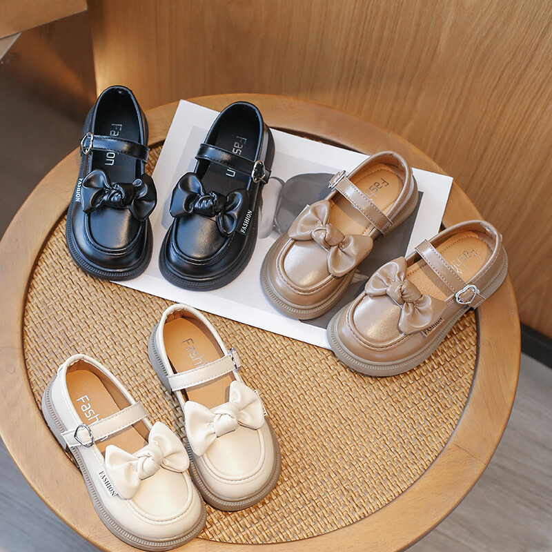 Laste nahast kingad Kevad-sügis Briti stiilis Tüdrukute Printsessikingad Mood Bowknot Laste Kooli põhjus Must Üksikking