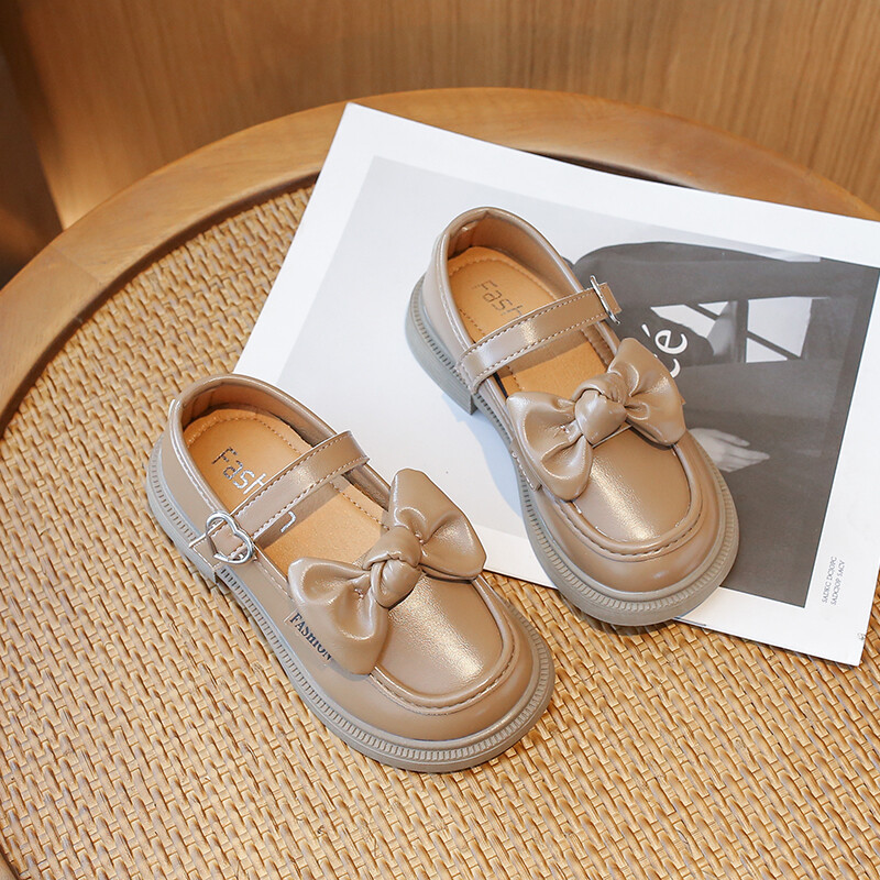 Laste nahast kingad Kevad-sügis Briti stiilis Tüdrukute Printsessikingad Mood Bowknot Laste Kooli põhjus Must Üksikking