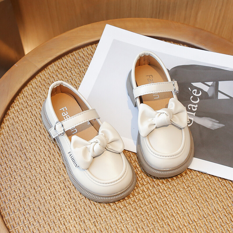 Laste nahast kingad Kevad-sügis Briti stiilis Tüdrukute Printsessikingad Mood Bowknot Laste Kooli põhjus Must Üksikking