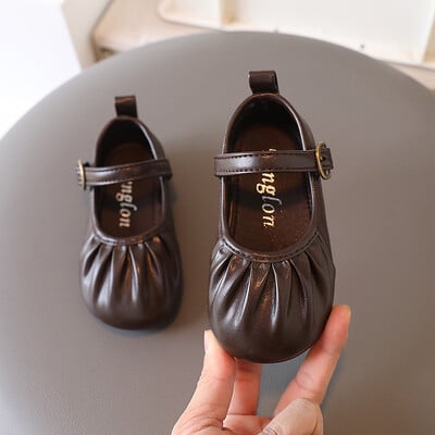 Pavasara rudens bērnu ādas apavi Elpojošas meiteņu plakanas kurpes Causal Vienkāršs stils Daudzpusīgi Neslīdoši Bērnu apavi Mary Jane
