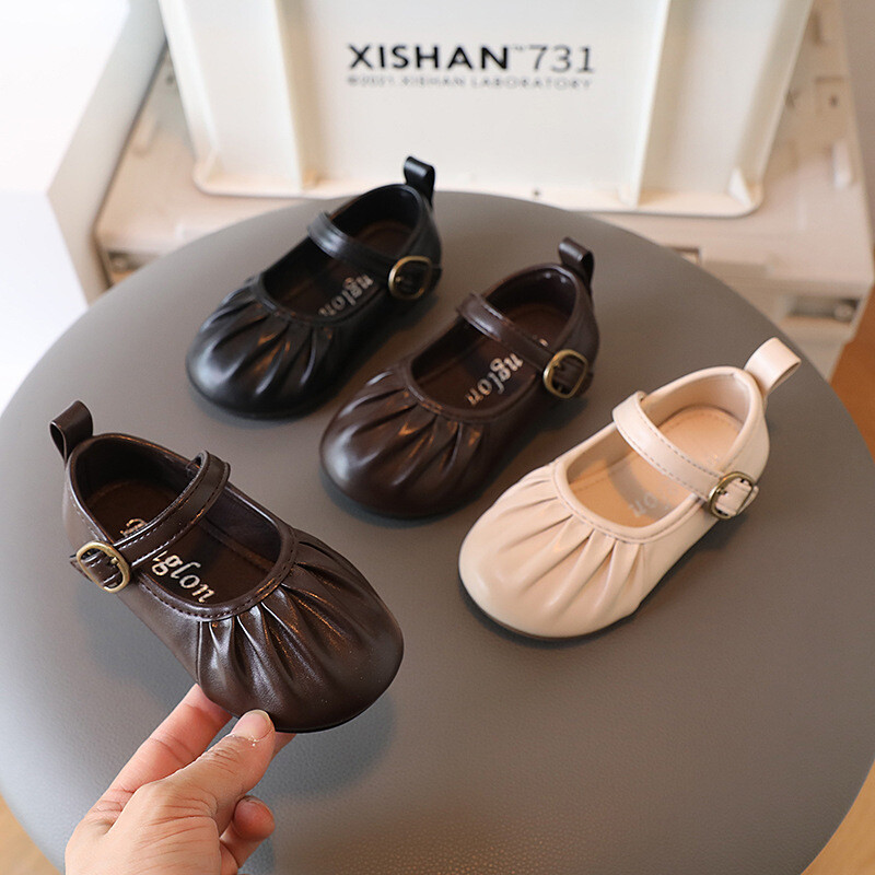 Pavasara rudens bērnu ādas apavi Elpojošas meiteņu plakanas kurpes Causal Vienkāršs stils Daudzpusīgi Neslīdoši Bērnu apavi Mary Jane