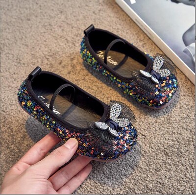 Κοριτσίστικα παπούτσια Princess 2024 Νέα Άνοιξη Φθινοπωρινή Επίπεδη Σόλα Μονή Παπούτσια Performance Bow Knot Μαλακή σόλα Bean Δερμάτινο Μέγεθος παπουτσιού 21-36