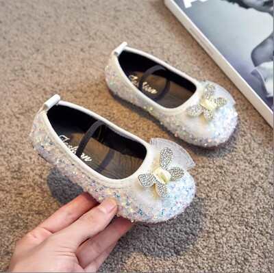 Κοριτσίστικα παπούτσια Princess 2024 Νέα Άνοιξη Φθινοπωρινή Επίπεδη Σόλα Μονή Παπούτσια Performance Bow Knot Μαλακή σόλα Bean Δερμάτινο Μέγεθος παπουτσιού 21-36