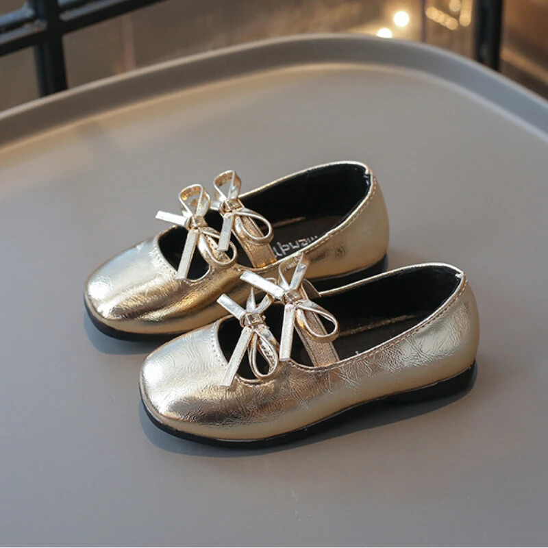 Pantofi eleganți de prințesă pentru fete Pantofi noi din piele pentru copii, primăvară, toamnă, modă pentru copii, pantofi de balet negri, cauzali, culoare uni, bowknot