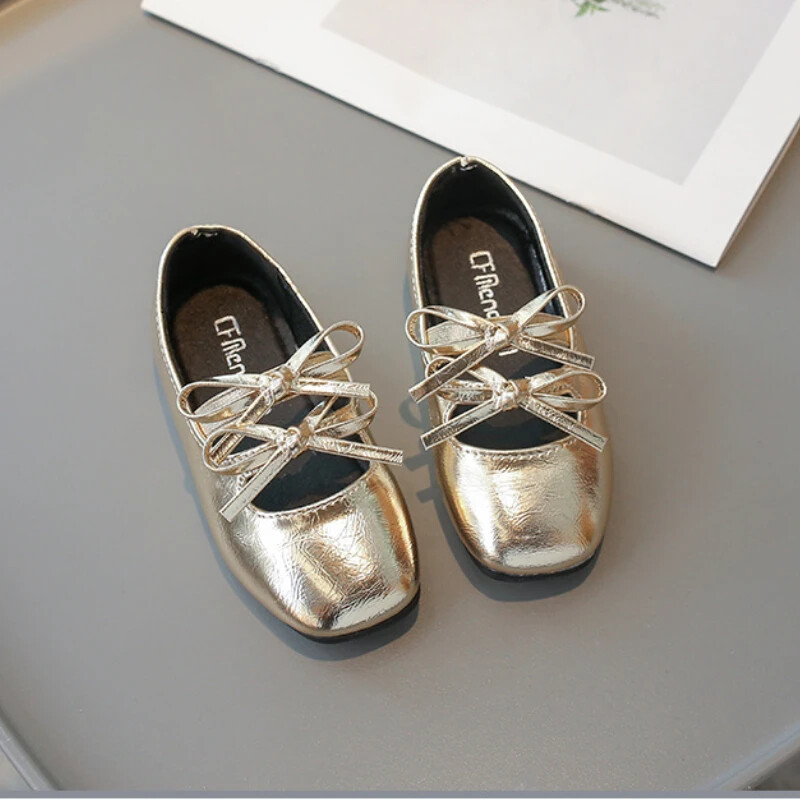 Pantofi eleganți de prințesă pentru fete Pantofi noi din piele pentru copii, primăvară, toamnă, modă pentru copii, pantofi de balet negri, cauzali, culoare uni, bowknot