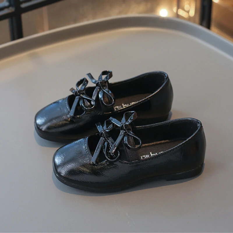 Pantofi eleganți de prințesă pentru fete Pantofi noi din piele pentru copii, primăvară, toamnă, modă pentru copii, pantofi de balet negri, cauzali, culoare uni, bowknot
