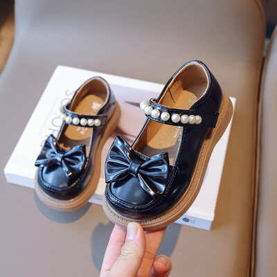 Pantofi de rochie Negru Bej Pantofi de scoala pentru copii cu fundita Drăguț cu margele pantofi Mary Jane Copii Toc Plat Fata