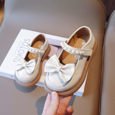 Pantofi de rochie Negru Bej Pantofi de scoala pentru copii cu fundita Drăguț cu margele pantofi Mary Jane Copii Toc Plat Fata