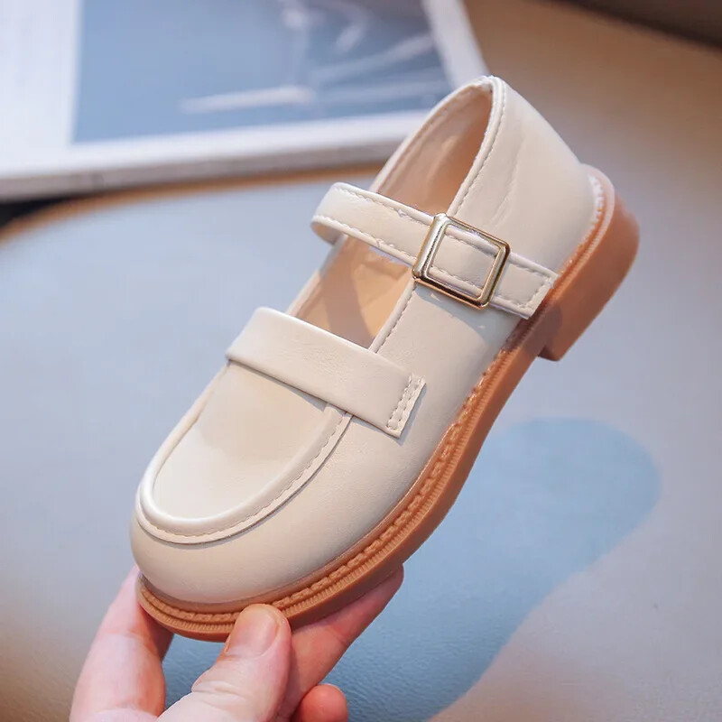 Μαύρα δερμάτινα παπούτσια για κορίτσια για πάρτι γάμου Βρετανία Παιδικά παπούτσια πριγκίπισσας Απλή μόδα Παιδικά ματ παπούτσια απόδοσης