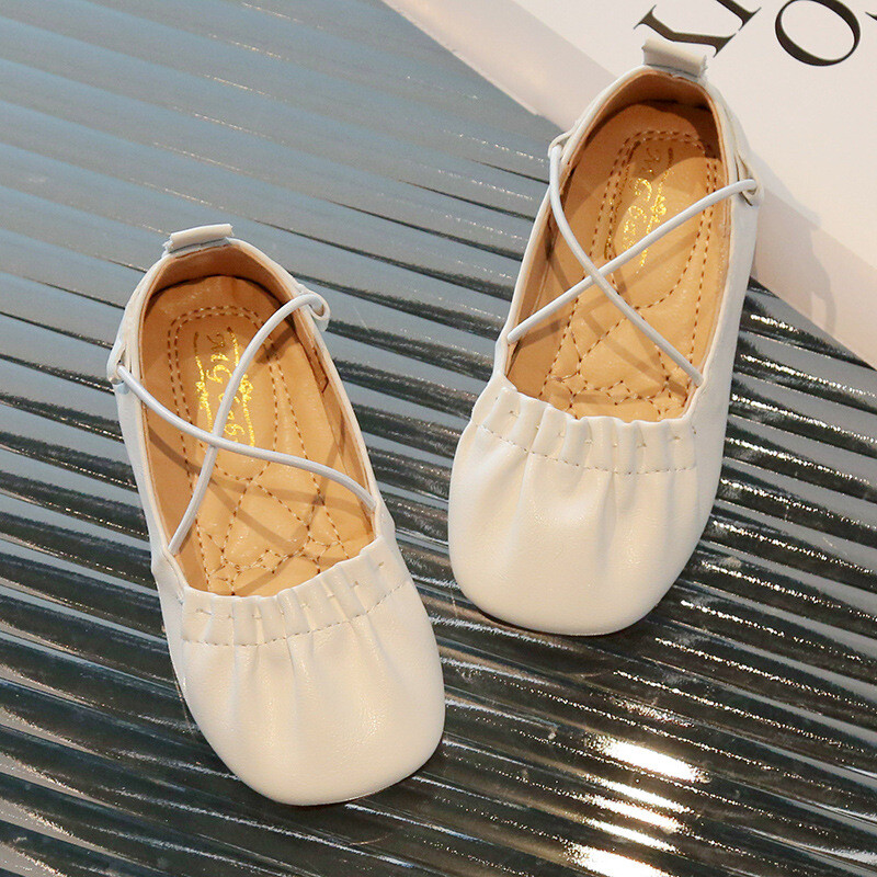 Tüdrukute nahast kingad Pehmed printsessi volangid, plisseeritud muulad, vabaaja püksid, 2024. aasta kevad-sügis lastekleidid