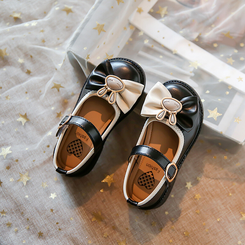 Cipele za djevojčice Dječje cipele Kožne cipele za djevojčice Ležerne ravne cipele s mašnom i slatkim zecom Obuća za princeze za studentske ljetne zabave